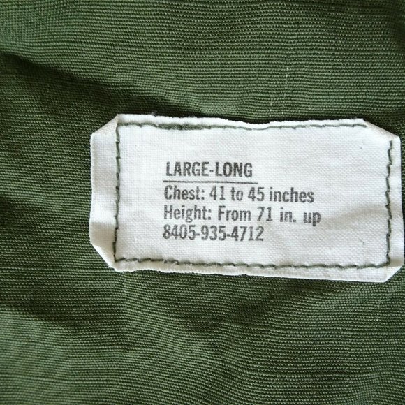 1970 Slant Pocket Vietnam Era OD Shirt Rip Stop Poplin OG 107 Class 1 Large Long - Picture 11 of 12